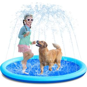 SLOOSH 60" Non-Slip Splash Pad Sprinkler - Outdoor Water Toys Play Mat for Toddlers Kids Dogs, Outside Thickened Sprinkler Pool Party Durable Backyard Fountain for Girls Boys Pets (60in, Blue)