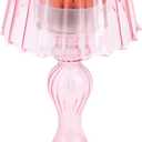 Desk Lamp Shaped Glass Candle Holder - Glass Hurricane Candleholder Crystal Decorative Candle Stand for Table Wedding Dinning Centerpieces Party Supplies Festival Decor Pink