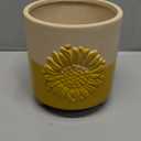 Napco Imports Decorative Home or Garden 5 x 5 Inch Indoor or Outdoor Flower Pot Planter Yellow and Beige Sunflower