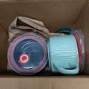 Nuenen 2 Pcs Soup Bowls with Lids and Handles 30 oz Microwave Safe Ceramic Soup Mug Microwavable Ramen Containers with Lids Large Colorful Cups for Noodle Cereal kitchen(Blue, Dark Green)