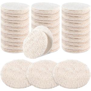 Bokon 100 Pcs Loofah Exfoliating Face Pads 2.36 Inches Round Natural Loofah Sponge Body Face Scrubber Remove Dead Skin Facial Pad Bulk for Bath Shower Spa Skin Cleaning Women Men (White)