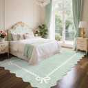 GarveeHome Scalloped Bow Rug 8x10 Washable Rugs for Living Room, Sage Green