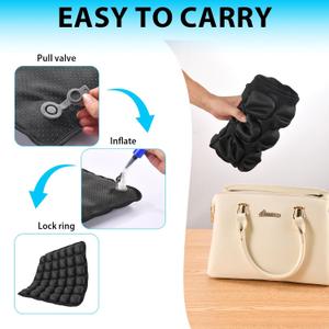 Sondur Travel Cushion Airplane seat, Trave seat Cushion for Long Flights, Portable Airplane Pad with Storage Bag for Car, Office, Stadium, Ergonomic Comfort Support, Heavy Duty (36 Air Bag)