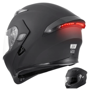 DOT Modular Motorcycle Full Face Helmet Flip-Up Dual Visor, Lightweight & DOT Approved, Matte Black