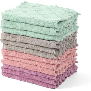 UMANI 12 Pack Microfiber Cleaning Cloths Reusable Textured Cleaning Rags | 10 x 6 Inch, Soft Absorbent Quick-Dry Cloths for Kitchen, Bathroom, Countertop and Household Cleaning