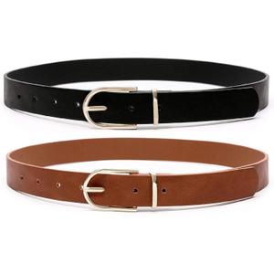 Earnda Women's Faux Leather Chic Belt for Ladies Jeans (Medium: fits waist from 29"-32", B_black&brown)