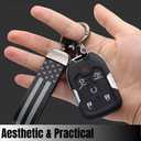 KAELTHAS American USA Flag Keychain Mens Key Chains Durable Zinc Alloy Ring Universal Fit for Truck Motorcycle Premium Car Accessories (Chrome)