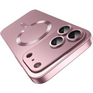 Misscase Magnetic for iPhone 17 Pro Case,Comes with Camera Lens Protector,Compatible with Magsafe,Soft TPU Full Protection Slim Smooth Bumper Shockproof Phone Cover Rose Gold
