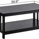 ChooChoo Mission Coffee Table, Black Wood Living Room Table with Shelf, 40 Black, 22"D x 39.9"W x 18.1"H