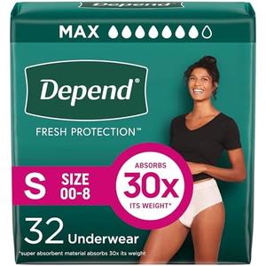 Depend Fresh Protection Adult Incontinence & Postpartum Bladder Leak Underwear for Women, Disposable, Maximum, Small, Blush, 32 Count, Packaging May Vary