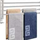 NearMoon Swivel Towel Rack, 19.5" Thicken 304 Stainless Steel 4-Arm Towel Bar, Space Saving Wall Mounted Towel Holder with Hook, Rustproof Swing Out Towel Hanger for Bathroom, Kitchen (Chrome Finish)