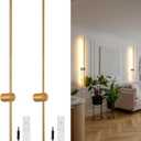 Dimmable Plug in Wall Sconce Set of 2, Gold 39.37" LED Wall Light with Remote, Adjustable Color Temperature Brightness Wall lamp with Timer for Living Room,Bedroom and Accent Lighting