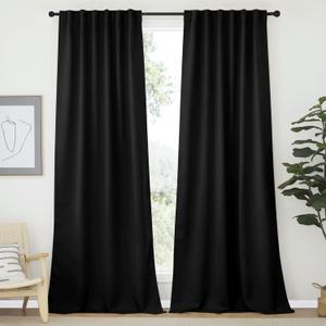 NICETOWN Halloween Blackout Curtains Shades Window Drapes - (Black Color) W52 x L95, Double Panels, Blackout Draperies Window Treatment for Living Room