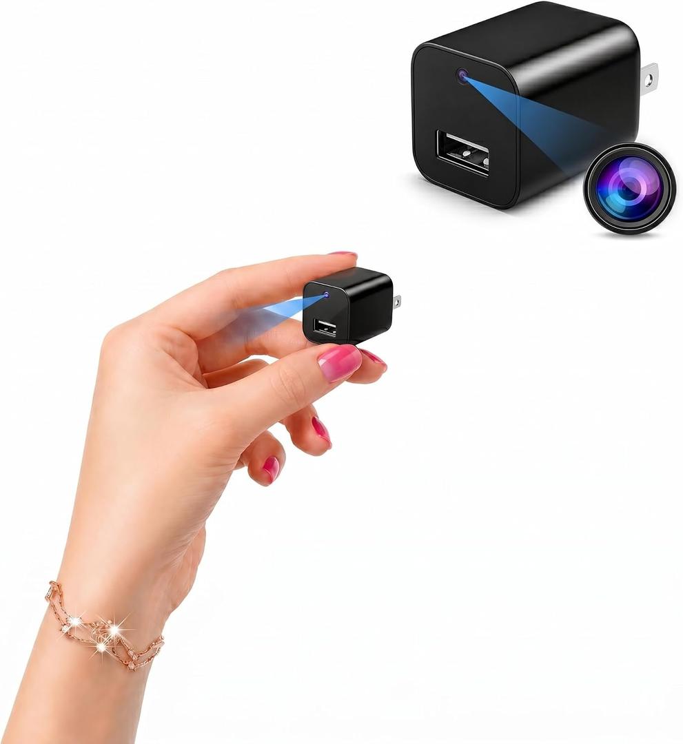 Hidden Camera Charger Spy Camera - Full HD 1080P Mini Security Cam with Motion Detection, Loop Recording, 32GB Micro SD Card,Indoor Home Baby Pet Nanny Monitor
