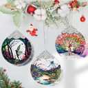 4 x Dragonfly Stained Glass Ornament - Christmas Tree Decor, Gift Exchange Idea