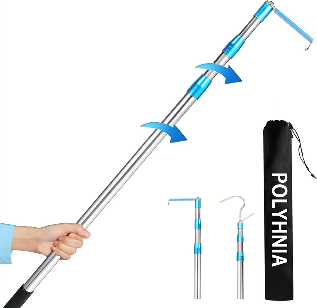 Truck Cargo Grabber Pickup Truck Bed Cargo Retriever, 6 Ft Cargo Bar Extendable Pickup Hook, Truck Bed Accessories (Blue)