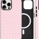Magnetic for iPhone 15 Plus Case Cute Love Heart Polka Dot Phone Case, Shockproof Slim TPU and Hard PC Protective Phone Cover Compatible with MagSafe Designed for Women Girls Love, Pink