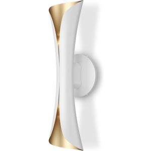 Tubicen Wall Sconces Dimmable Mid Century Theater Room Sconce Lights Up and Down Hardwired Modern Indoor Elegant Wall Lights for Living Room Bedroom Hallway Stair 15.7" H White and Gold