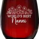 World's Best Nanni Wine Glass - Gifts For Nanni From Grandkids - Birthday Gifts For Nanni - Mother's Day Gifts - Nanni Wildflowers Wine Glass - Best Nanni Floral Wine Glass