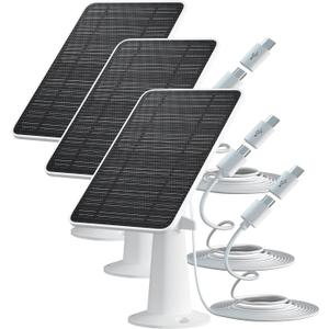 Solar Panel Charger Compatible with Eufycam 3/3C/2C/2C Pro/E40/E20/2/2 Pro/E/L20/L40/Solo/SoloCam Spotlight, 5W Solar Panel for Eufy Camera, Micro USB & USB-C Port, 9.8ft Cable, P65 Waterproof, 3 Pack