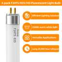 6 Pack F24T5/835/HO Fluorescent Light Bulb, 22 inch T5 Linear Tube 24W 3500K Soft Warm, 1800 Lumens High Output,86 CRI, G5 Mini Bi-Pi Base