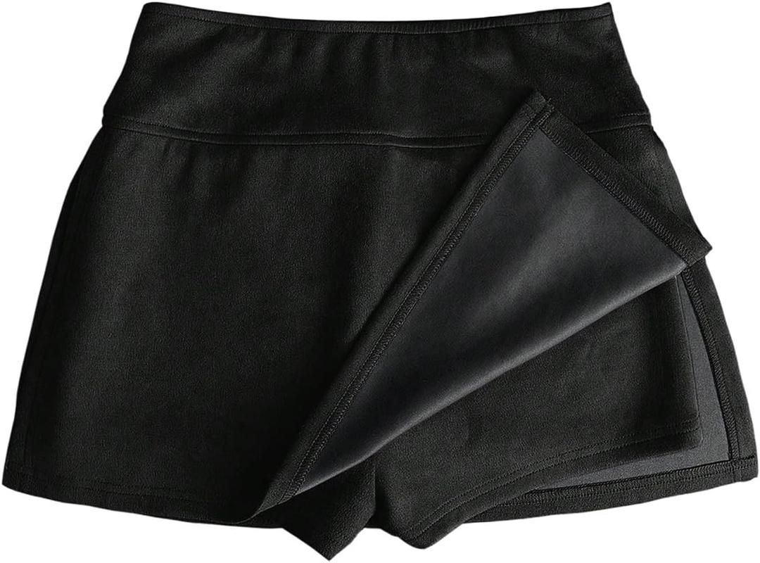 OYOANGLE Women's High Waist Faux Suede Short Skirt Side Split Skort Bodycon Mini Skirt, Medium