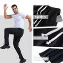Mens Cotton Athletic Pants Open Bottom Running Sweatpants (Black, XXL)