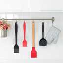 SURDOCA Silicone Pastry Basting Brush - 2Pcs 10 + 8 in Heat Resistant Brush for Baking Cooking Food, BPA Free Kitchen Brush for Sauce Butter Oil, Stainless Steel Core Design for Barbecue BBQ Grilling (Black)