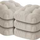 IASEAHK Chair Cushions, Foam Dining Chair Cushions, Tufted Indoor Chair Pads, Set of 6, Beige, 16.5 x 16.5 x 3.5, Pack of 6