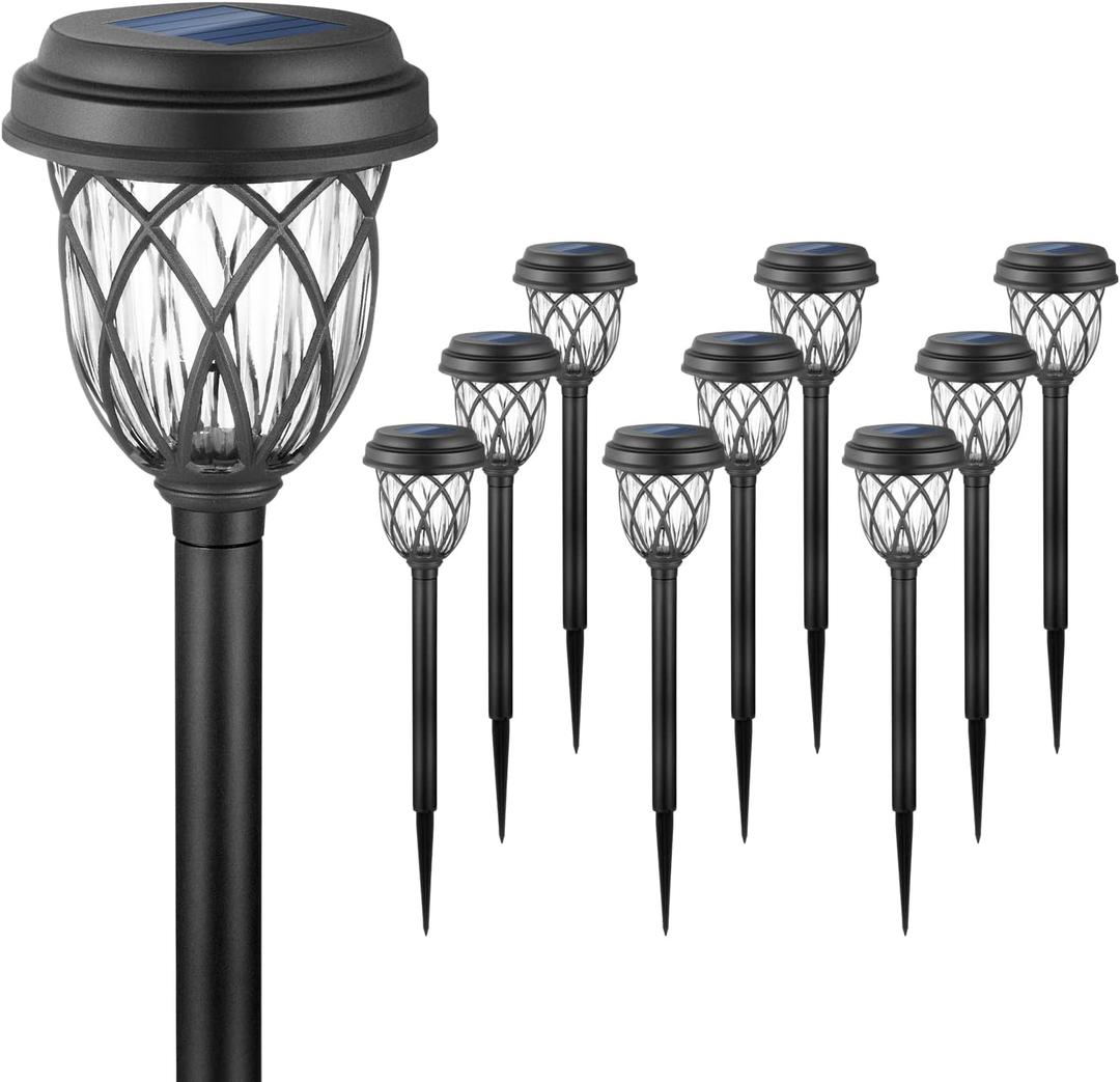 EXCMARK 10 Pack Solar Pathway Lights Outdoor Waterproof, Warm White