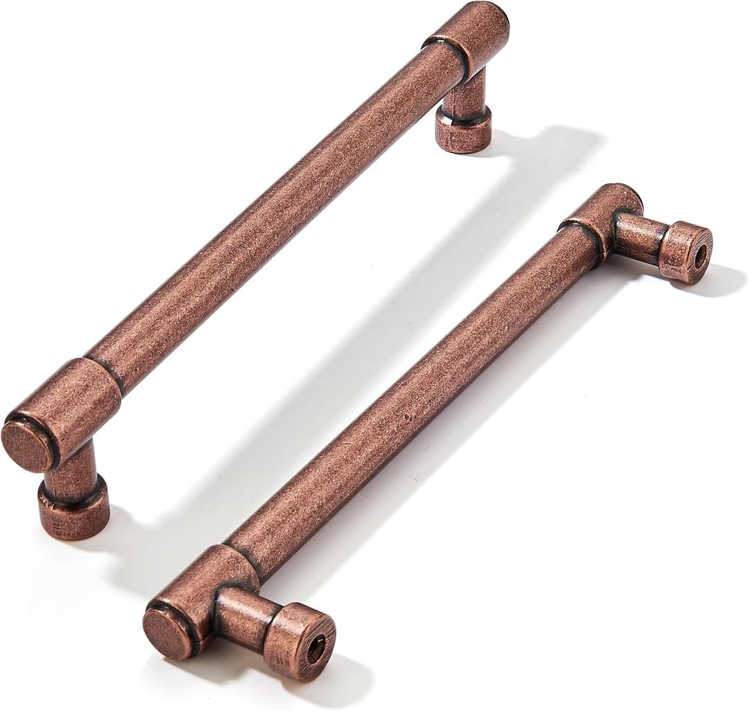 khtumeware 10 Pack 6 Inch(152mm) Vintage Antique Copper Cabinet Pulls Kitchen Cabinet Hardware for Cupboard Drawer Handles Dresser Pulls (6"(152mm) Hole Center)