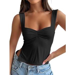 Trendy Queen Womens Going Out Crop Tops Backless Tank Tops Summer Y2k Teen Girls Basics Cute Clothes, Black, L