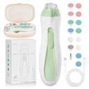 Baby Nail Trimmer Electric, 15 in 1 Baby Nail Clippers for Gentle Nail Care, Rechargeable Baby Nail File Electric with Light &15 Grinding Pads for Infant Toddler, Green