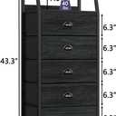 Furnulem Black Dresser with 5 Drawers, Vertical Storage Tower Fabric Dresser for Bedroom, Hallway, Entryway, Nursery, Closet Organizer, Nightstand Bedside Table Furniture, Sturdy Steel Frame, Wood Top