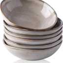 AmorArc Ceramic Cereal Bowls Set of 6, 24 oz Handmade Stoneware Bowls Set for Cereal Soup Salad, Stylish Kitchen bowls for Meal, Dishwasher & Microwave Safe, Reactive Glaze-Cappuccino