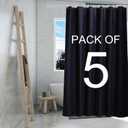 TIKABC Black Shower Curtain Liner 5 Pack, 4G PEVA Shower Liner, Plastic Peva Waterproof Shower Curtains, 72x72 inch with Grommet Holes 3 Magnetic Weights