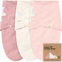 3Pack Organic Swaddles for Newborns, Baby Sleep Sacks 03 Months  Baby Swaddle Wrap, Newborn Wearable Blanket, Infant Sleep Sack for Girls, Boys, Soft & Snug, Large Hook & Loop Closure (Roseate)