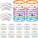 QOUBAI 36 Sets End of Year Friendship Bracelets with Cards 2026 Graduation Gift Bulk Colorful Flower Heart Fruit Clay Stretch Stackable Beaded Wristbands for Graduation Ceremony Prom Class Party Favor