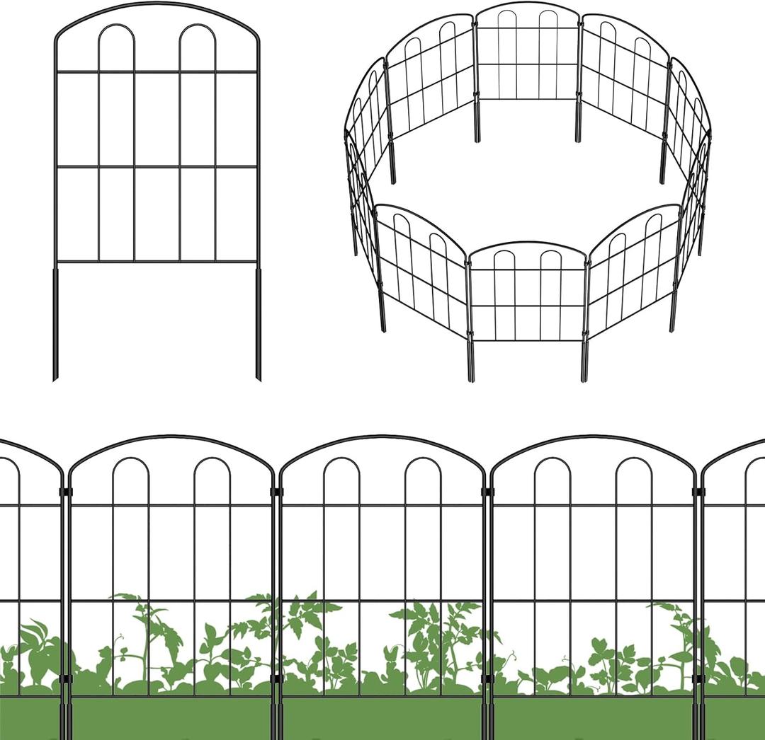 MOOACE Decorative Garden Fence 28 Pack, 24in (H) x30ft (L) RustProof Metal Landscape No Dig Fence, Wire Border Patio Bed Fencing, Ground Stake Animal Barrier for Rabbit Dog, Yard Outdoor Decor