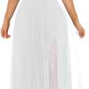 XXTAXN Women's Sexy Deep V Neck Split Cocktail Party Formal Bridesmaid Maxi Dress (XX-Large, White)