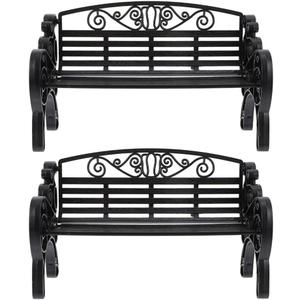 NUOBESTY 2Pcs Miniature Bench Models 8.66In Dollhouse Furniture Park Bench Ornaments Lightweight European Style Fairy Garden Decoration