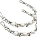 Bytiyar 12" Purse Chain Short Strap Extender Replacement Bag Attachment and Accessories, Silver Twist Chain with White Beads (2Pcs)