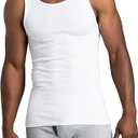 Fruit of the Loom Men's Sleeveless Tag Free Moisture Wicking Tank A-Shirt (4 Pack - White) XXL