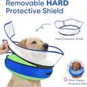 Supet Raised Inflatable Dog Cone Collar to Stop Licking, Soft Dog Cone Alternative for Large Dogs, Doggie Donut Collar After Surgery (Blue, L)