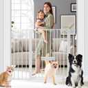 SHYUJAJIE 37 Inch Tall Baby Gate with Small Cat Door, Adjustable 29.55" and 46.06", Auto Close Safety Child Gate for Stairs, Doorway, House, Pressure Mounted