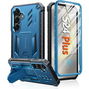 FNTCASE for Samsung Galaxy S24-Plus Case: Military Grade Phone Case with Kickstand | Built-in Screen Protector Protective Rugged Shockproof Durable Drop Proof Phone Cover for Galaxy S24 Plus 5G Blue