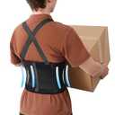 QFE Work Back Brace for Men Women Adjustable Lower Back Support Belt (Black-112, X-Large)