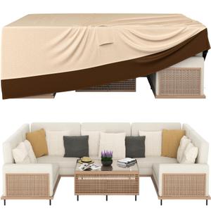 Patio Furniture Covers, Outdoor Furniture Cover Waterproof, General Purpose, Outside Table and Chair Covers, Heavy Duty 600D (124 Inch L x 70.8 Inch W x 29.1 Inch H)-Brown