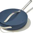Caraway Nonstick Ceramic Saut Pan with Lid (4.5 qt, 11.8") - Non Toxic, PTFE & PFOA Free - Oven Safe & Compatible with All Stovetops (Gas, Electric & Induction) - Navy