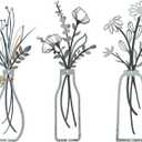 Nonforgetta Rustic Farmhouse Metal Flower Wall Art  Set of 3 Floral Decorations for Living Room, Bedroom, or Bathroom  Minimalist & Elegant Wall Dcor Gift (light blue)